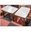 Image 1 : PAIR OF WOODEN SIDE TABLES W/ WHITE TOPS
