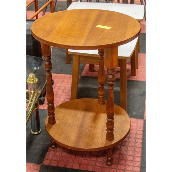 ESTATE TWO TIER ROUND WOODEN TABLE 27" H