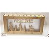Image 1 : LIGHT UP WOOD WELCOME SIGN 17" X 9"