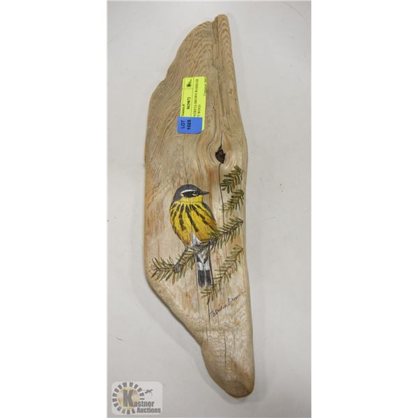 4" X 16" PATRICIA BROWN WARBLER ON DRIFT WOOD