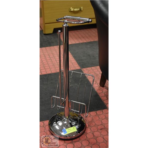CHROME TOILET PAPER HOLDER WITH MAGAZINE