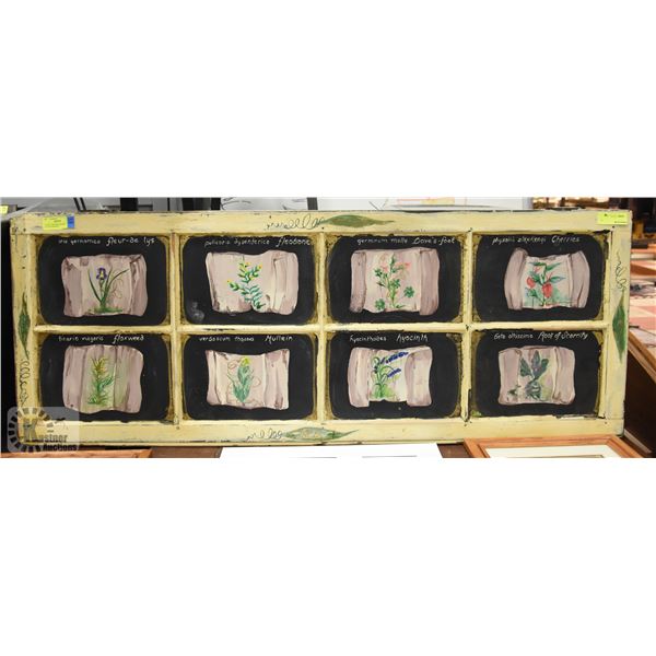 ANTIQUE WOODEN FRAMED PAINTED WINDOW