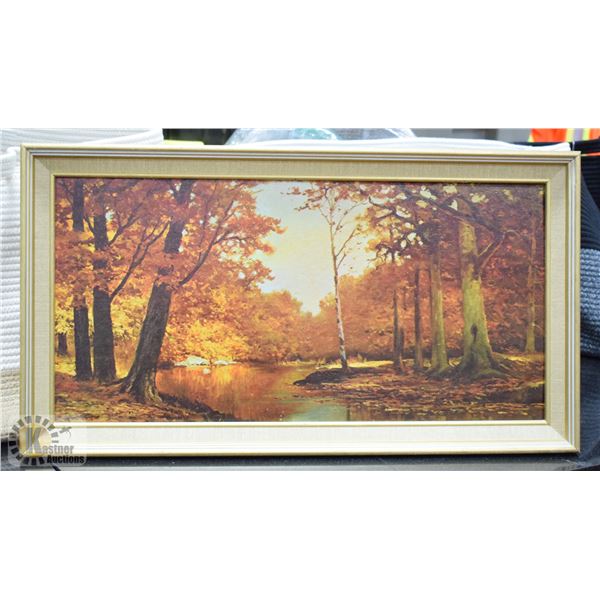 FRAMED ART SIGNED ROBER WOOD 14.5" X 26"