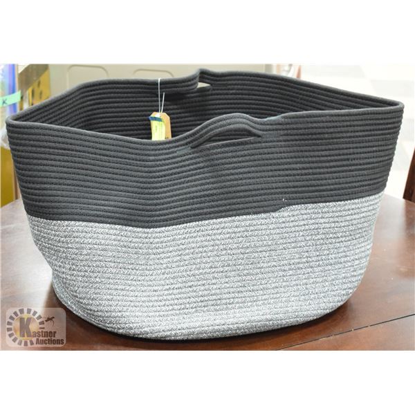 NEW RATTAN STYLE COTTON ROPE 2 TONE LAUNDRY HAMPER