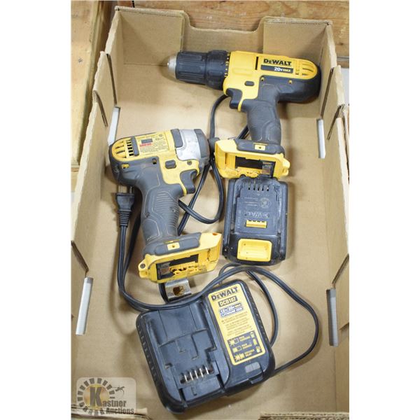 DEWALT CORDLESS DRILL AND IMPACT DRIVER