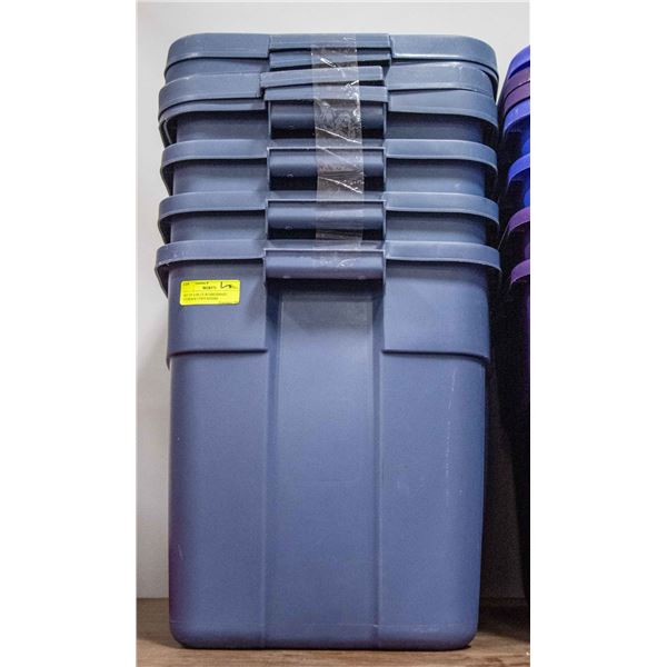 SET OF 4 BLUE RUBBERMAID STORAGE CONTAINERS