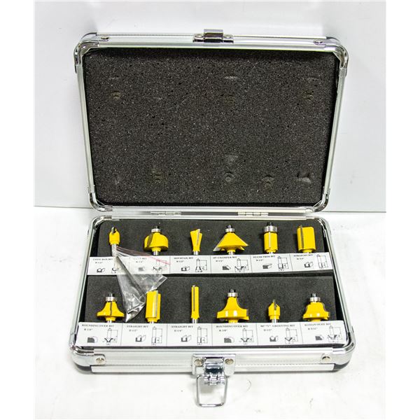 NEW 12PC CARBIDE ROUTER SET IN SHANK METAL BOX