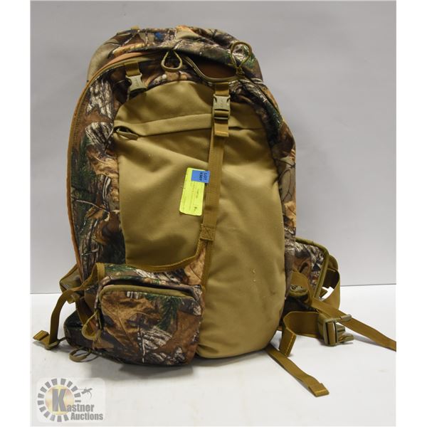 CAMO BACKPACK CONTAINS MINI FIRST AID KIT