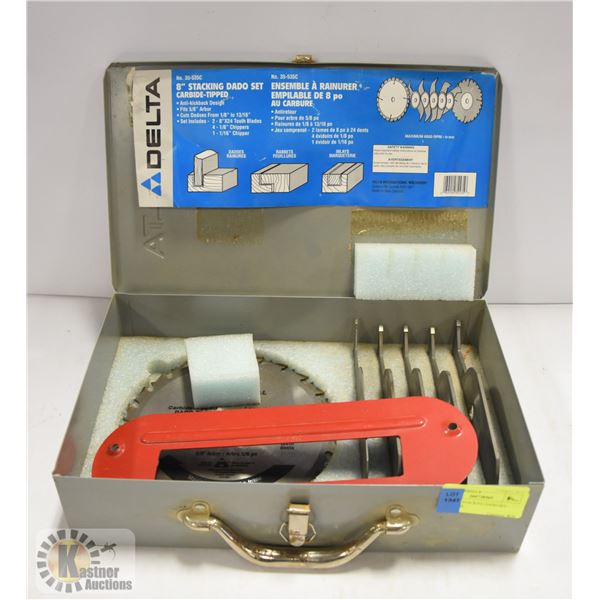 DELTA 8" STACKING DADO SET WITH CASE.