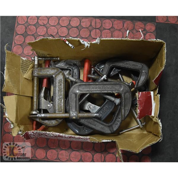 LOT OF VARIOUS C-CLAMPS AND VARIOUS OTHER CLAMPS