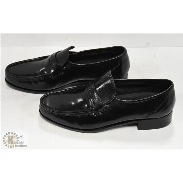 NUNN BUSH MENS BLACK LEATHER DRESS SHOES- 9W