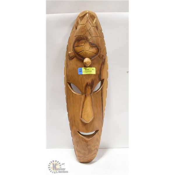 CARVED WOOD MASK WITH TURTLE - 25" TALL
