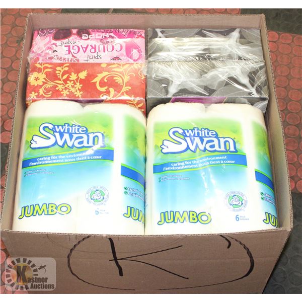 LOT OF ASSORTED TOILET PAPER AND TISSUE PAPER