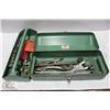 Image 1 : VINTAGE GREEN METAL TOOL BOX W/ TOOLS