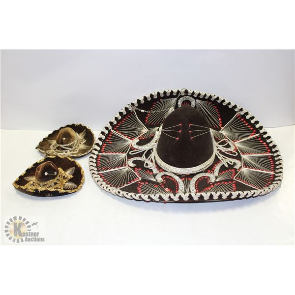 VINTAGE MEXICAN SOMBRERO'S- SET OF 3