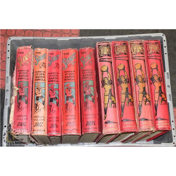 ANTIQUE "THE SCOUT" & "CHUMS" BOOKS- 1916-1930