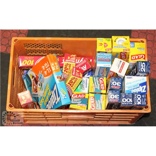 LOT OF KITCHEN FOIL, WAX PAPER AND ZIPLOC BAGS