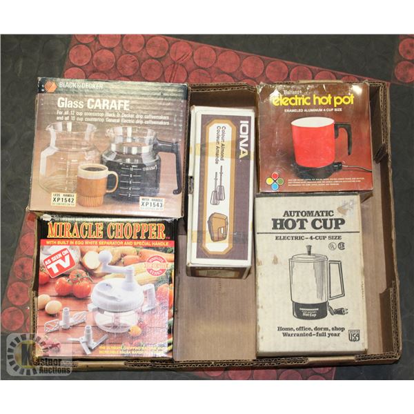 KITCHEN ITEMS INCLUDES CHOPPER, COFFEE MAKER