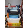 Image 1 : TOTES & ASSORTED PLASTIC STORAGE- PALLET LOT