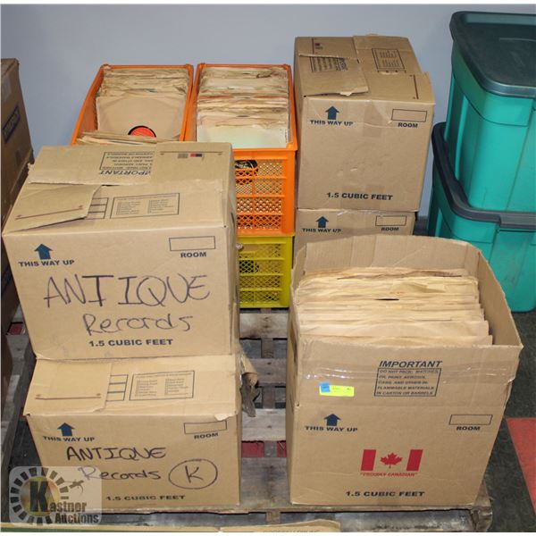PALLET OF ANTIQUE RECORDS, SIZES INCLUDE 33, 1, 3,