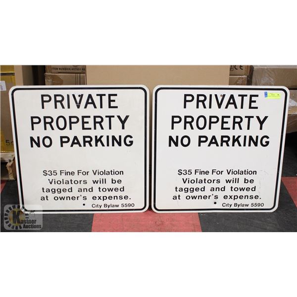 SET OF 2 "NO PARKING" ZONE SIGNS