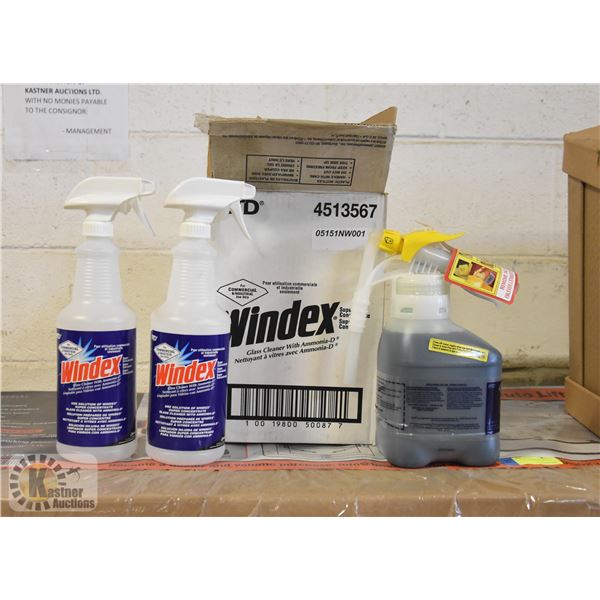 CASE WITH COMMERCIAL WINDEX & APPLICATOR BOTTLES