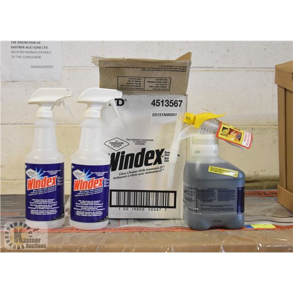 CASE WITH COMMERCIAL WINDEX & APPLICATOR BOTTLES
