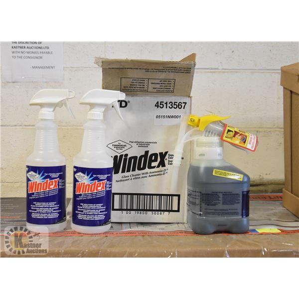 CASE WITH COMMERCIAL WINDEX & APPLICATOR BOTTLES