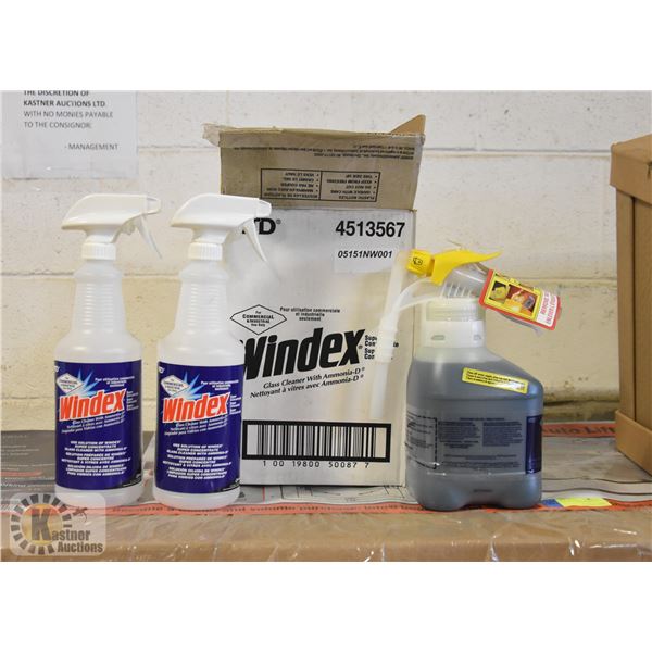 CASE WITH COMMERCIAL WINDEX & APPLICATOR BOTTLES