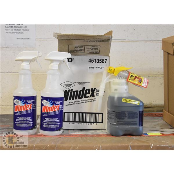 CASE WITH COMMERCIAL WINDEX & APPLICATOR BOTTLES