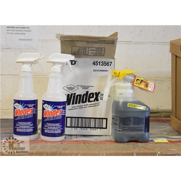 CASE WITH COMMERCIAL WINDEX & APPLICATOR BOTTLES