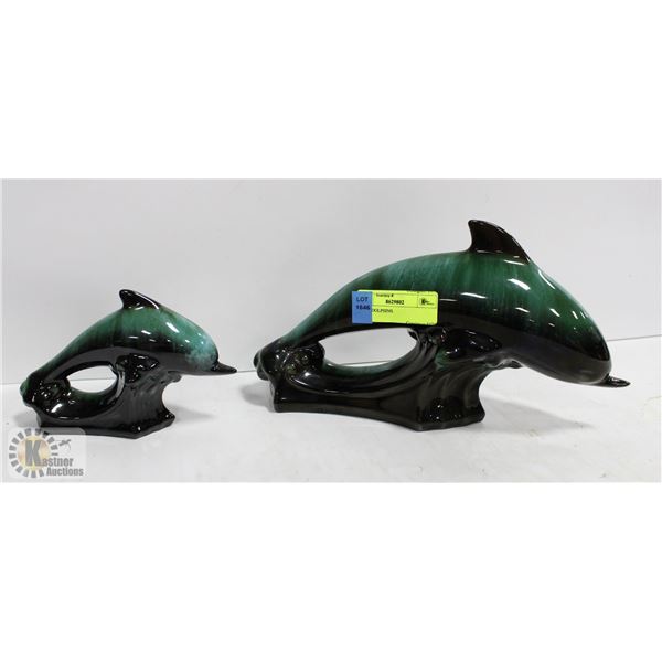 2 BLUE MOUNTAIN POTTERY DOLPHINS - REPLICAS