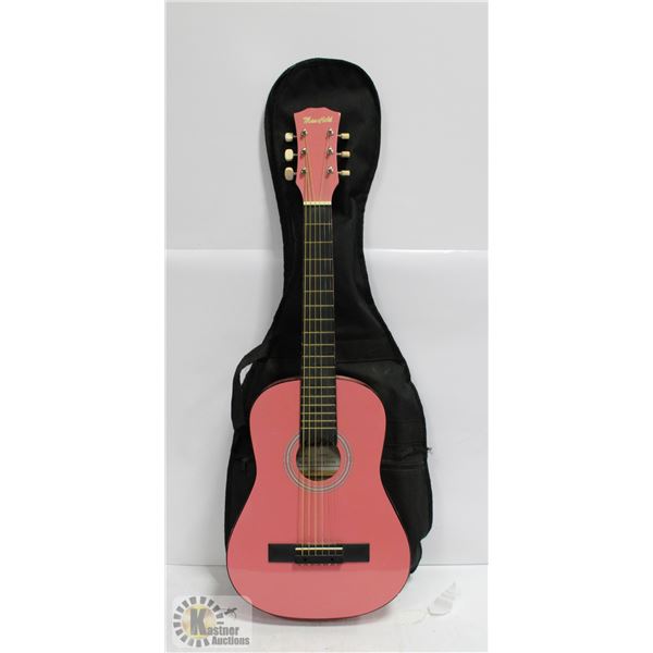 MANSFIELD PINK TRAVEL SIZE ACOUSTIC GUITAR