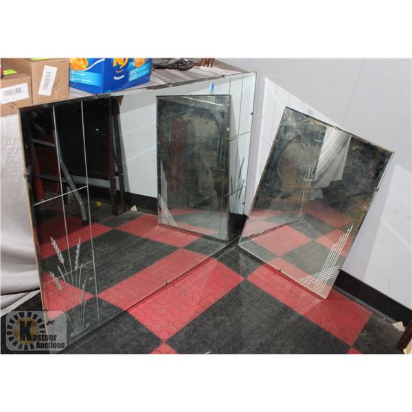 LOT OF 2 ETCHED GLASS MIRRORS