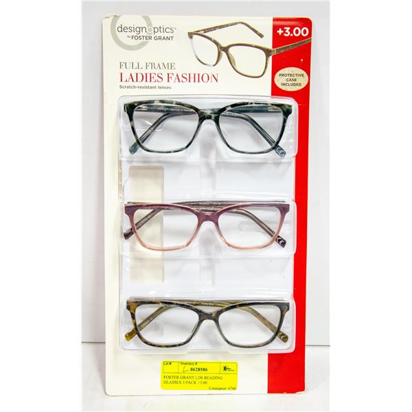 FOSTER GRANT LDS READING GLASSES 3 PACK +3.00