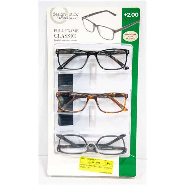 FOSTER GRANT READING GLASSES 3 PACK +2.00