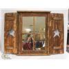 Image 2 : WOODEN FRAMED + FOLDING MIRROR APPROX 22" X 29"
