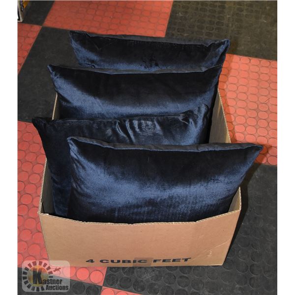 SET OF 4 PLUSH BLUE PILLOWS WITH REMOVABLE/