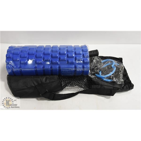 NEW YOGA SET. ROLLER, BALL, ROPE & CARRY BAG.