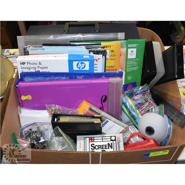 BOX FULL OF QUALITY OFFICE SUPPLIES INCL. HP