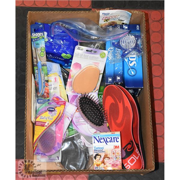 BOX WITH NEW PRODUCTS INCL. LOTS OF DR.