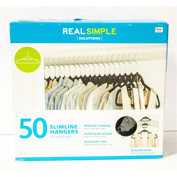 BOX OF 50 NEW SLIMLINE NON-SLIP HANGERS WITH
