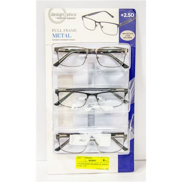 FOSTER GRANT READING GLASSES 3 PACK +2.50
