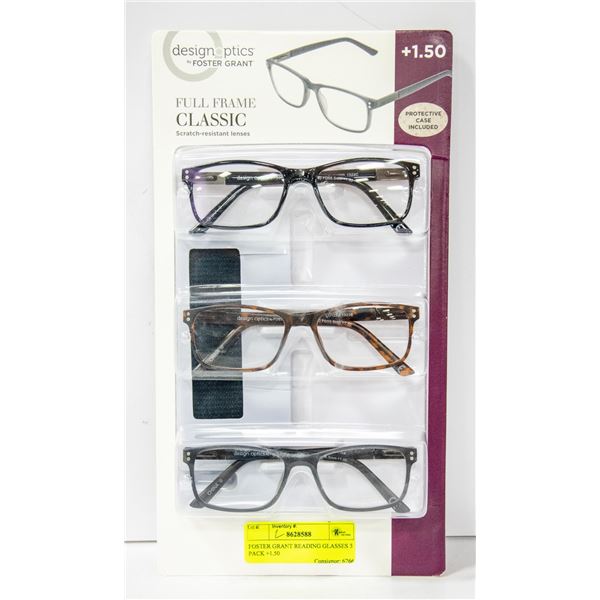 FOSTER GRANT READING GLASSES 3 PACK +1.50