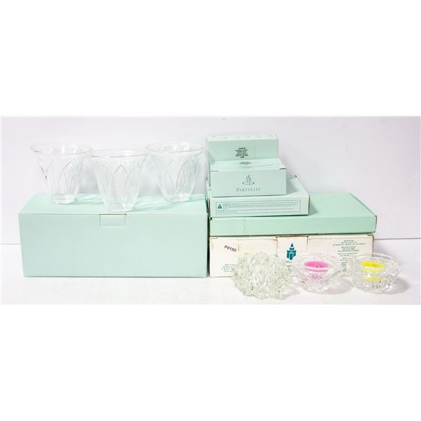BOX WITH NEW PARTY LITE PRODUCTS INCL. VOTIVES,