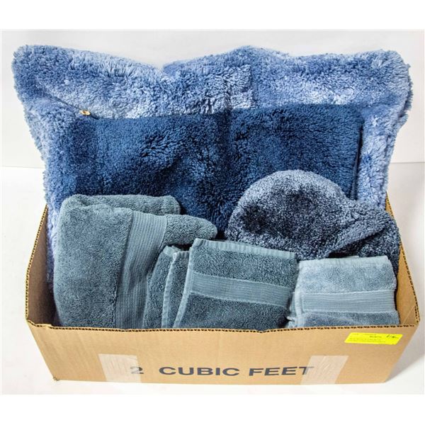BOX WITH PLUSH BLUE EXTRA-LONG BATH/VANITY