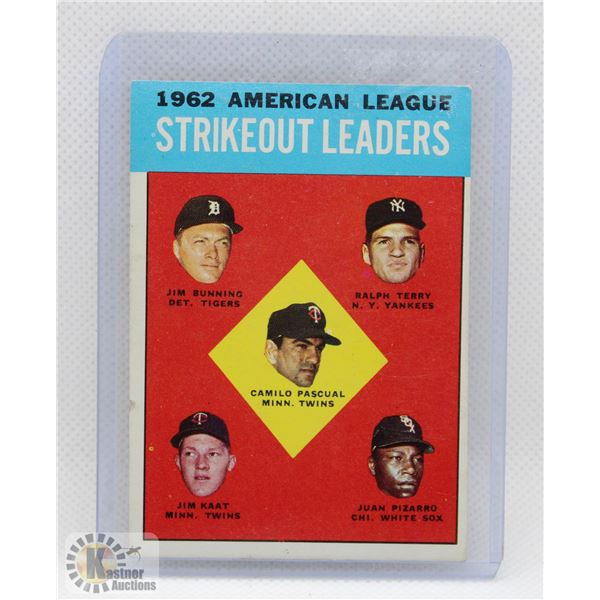 1963 TOPPS STRIKEOUT LEADERS CARD