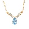 Image 1 : Plated 18KT Yellow Gold 4.75ctw Blue Topaz and Diamond Pendant with Chain