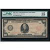1914 $10 Red Seal Dallas FRN PMG 15