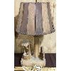 Image 2 : HAND CARVED WOODEN FOLK ART TABLE LAMP - 18.5in